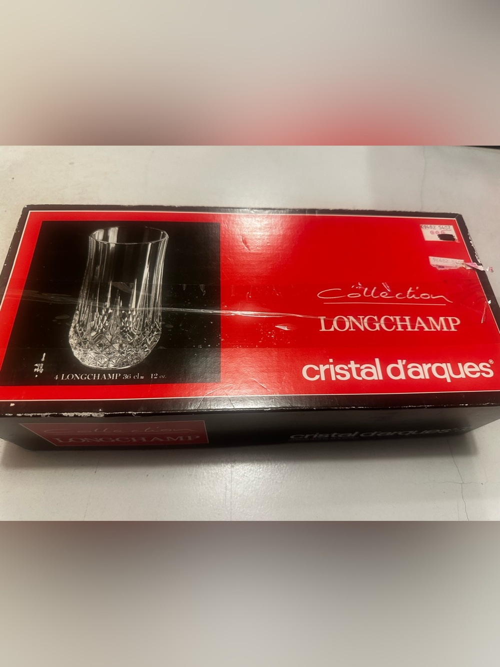 Longchamp Red and Black Cristal d'Arques Glassware Gift Box 3 Glasses